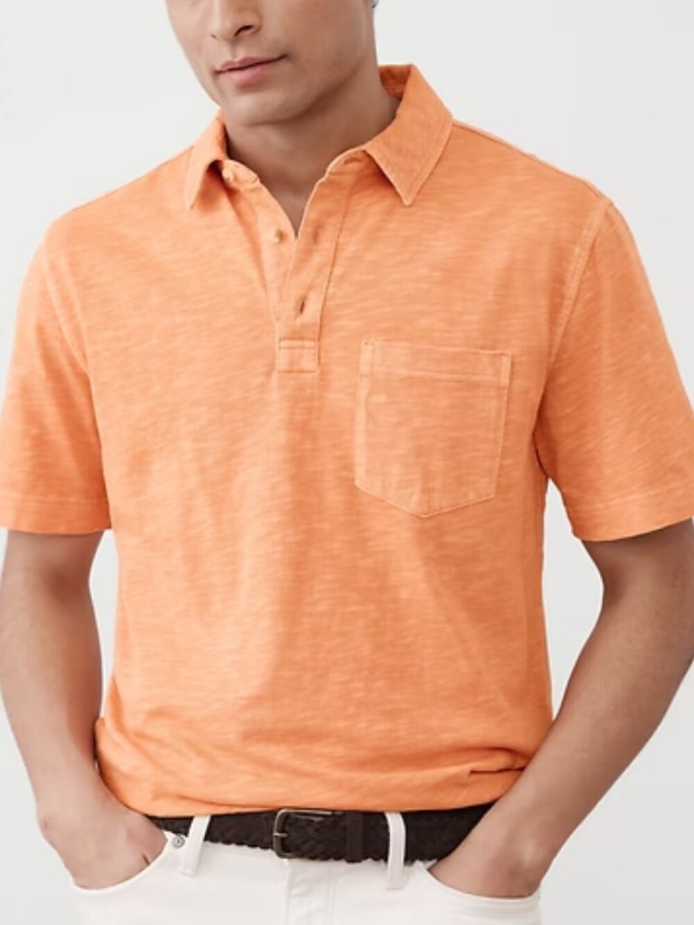 NWT BANANA REPUBLIC GARMENT DYED SLUB VINTAGE POCKET POLO ORANGE COUNTY XL